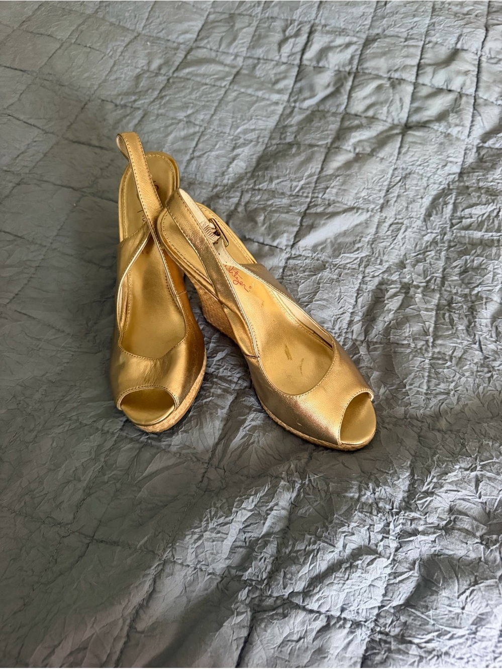 Lilly Pulitzer Gold Kristin Wedges Women’s 7.5